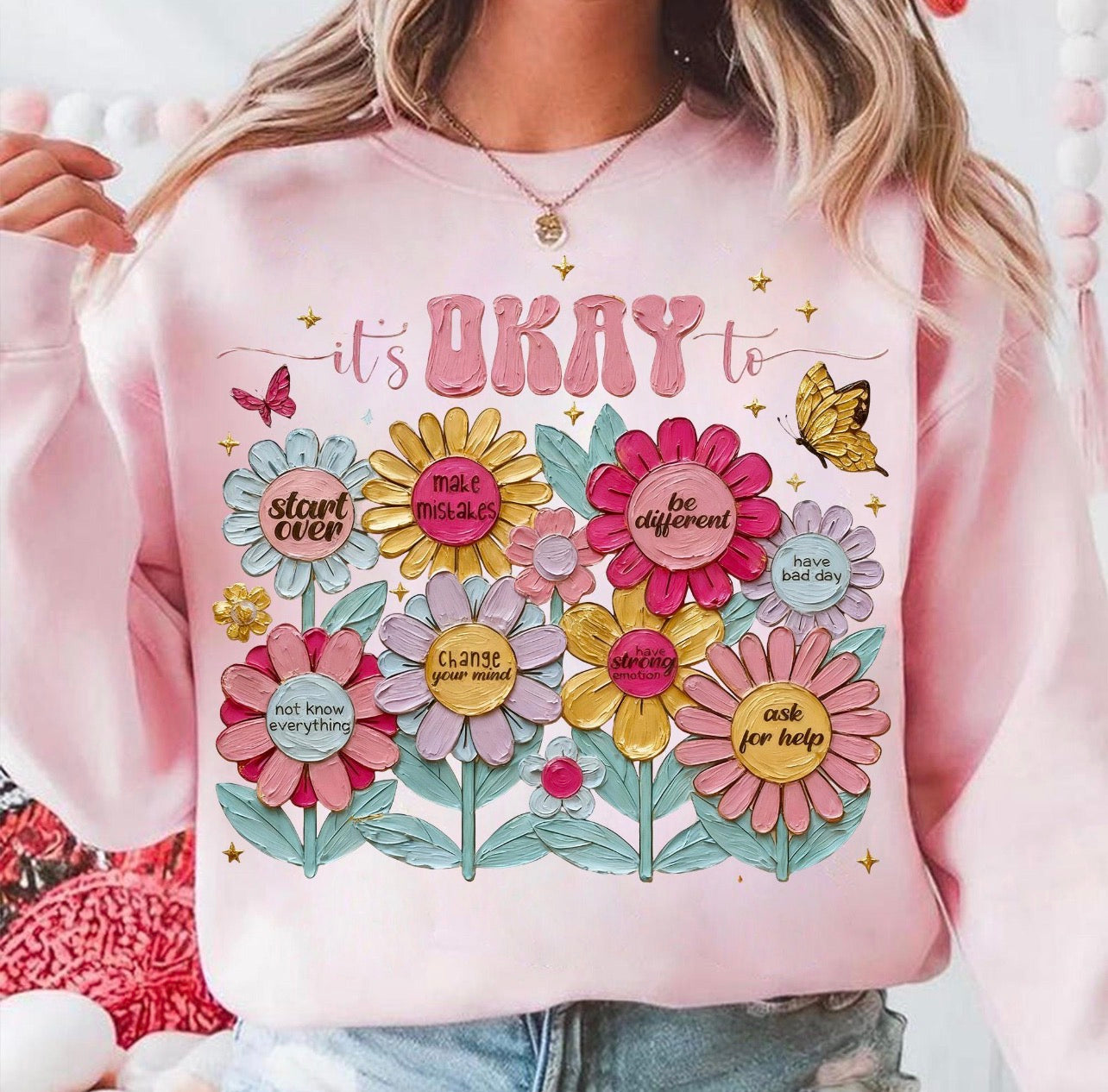 FAUX PAINTED INSPIRATIONAL FLOWERS - DTF TRANSFER