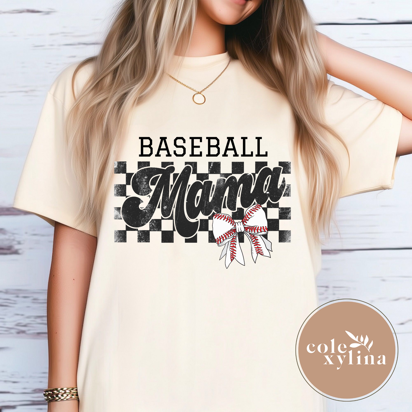 CHECKERED BASEBALL MAMA - DTF TRANSFER