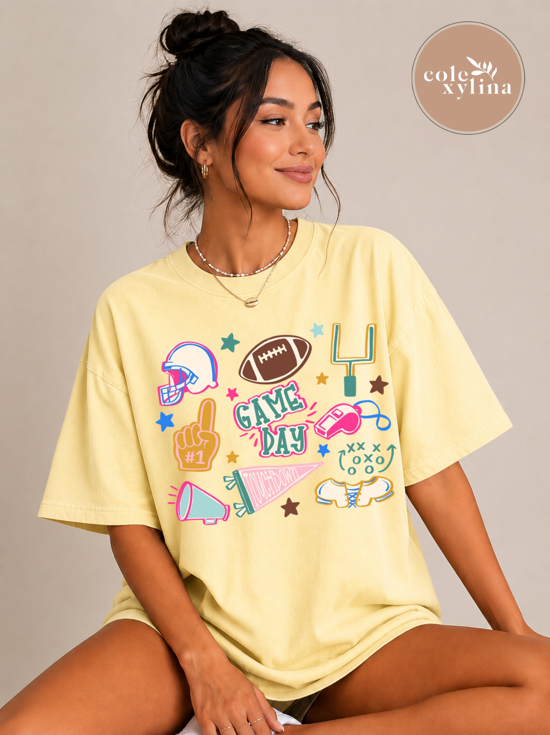 PINK GIRLY FOOTBALL DOODLES - DTF TRANSFER