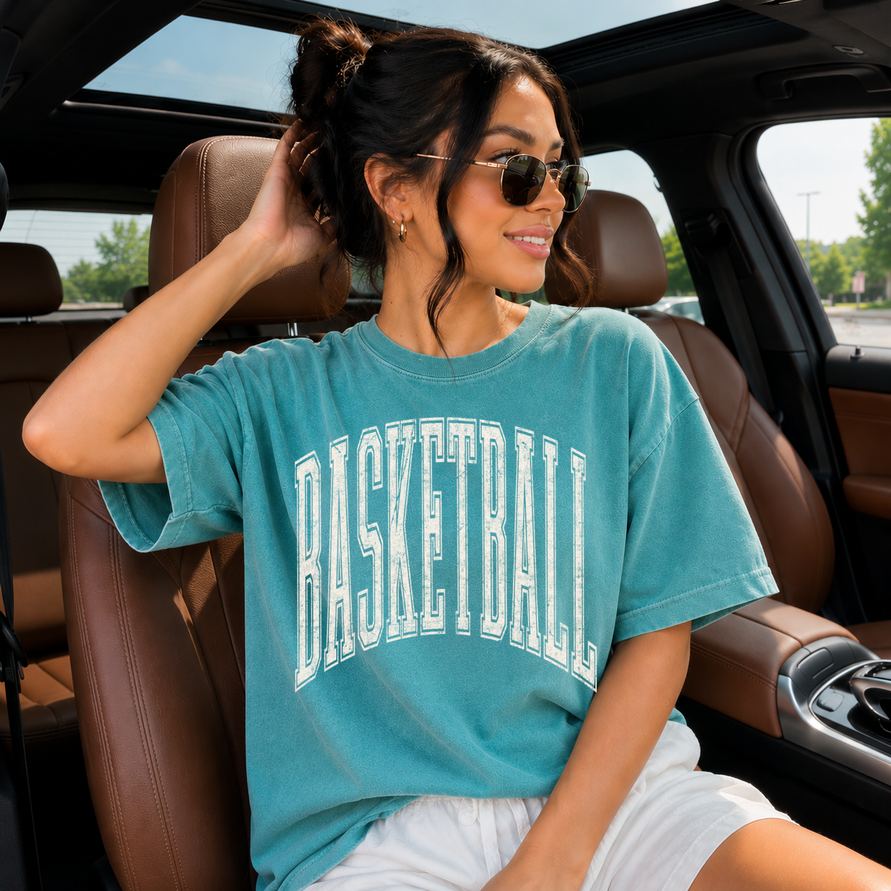 BASKETBALL CREAM GRUNGE - DTF TRANSFER