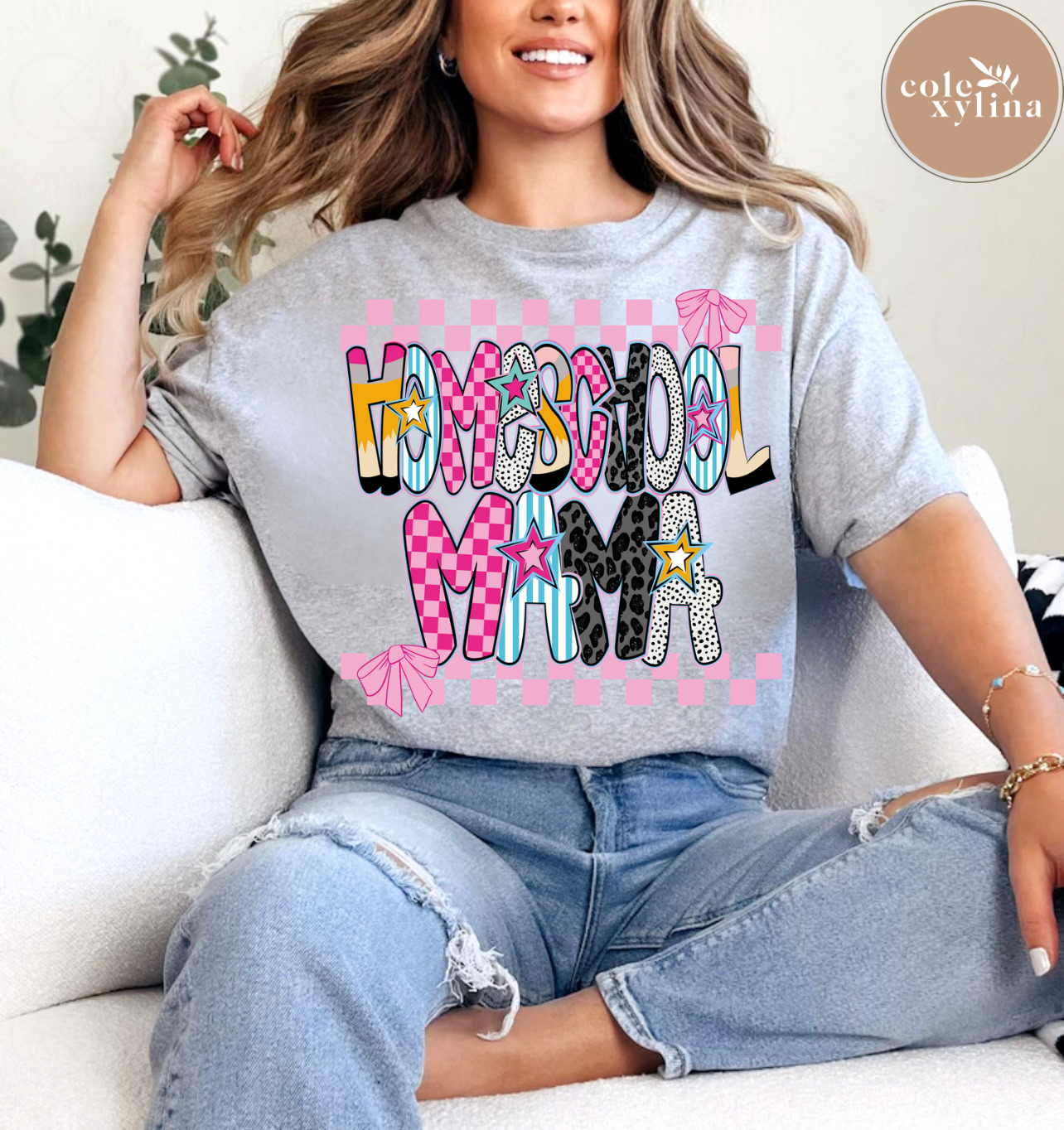 PINK CHECKERED HOMESCHOOL MAMA - DTF TRANSFER