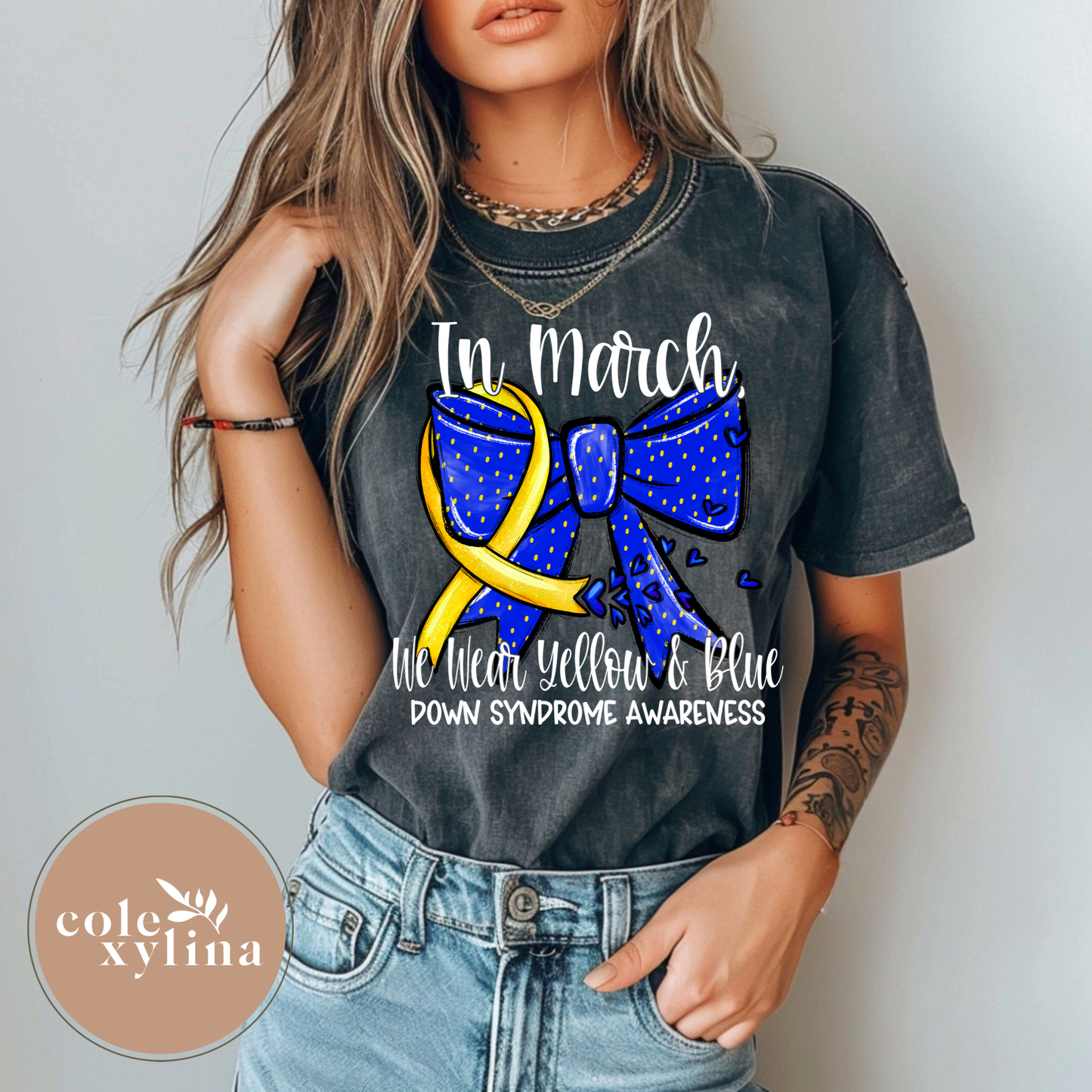 IN MARCH WE WEAR YELLOW AND BLUE - DTF TRANSFER
