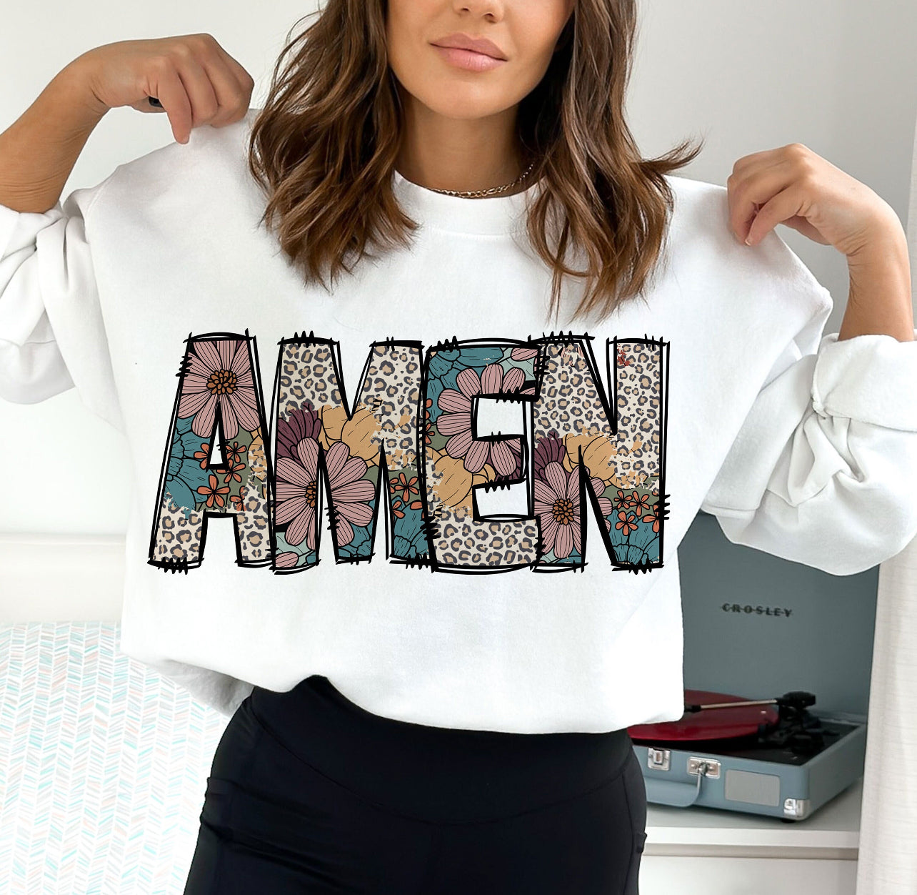 CHEETAH FLORAL AMEN - DTF TRANSFER