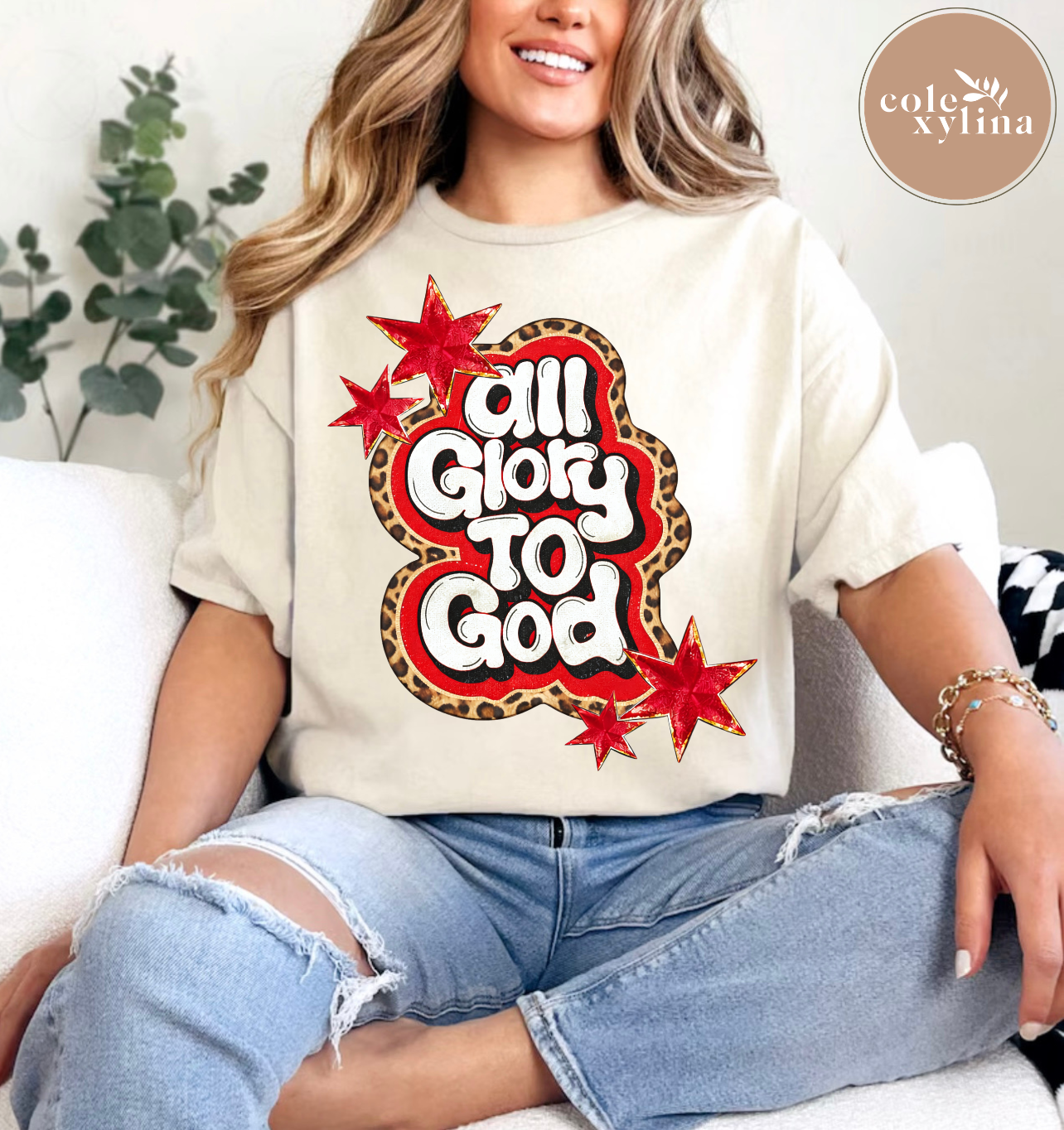 RED STARS ALL GLORY TO GOD - DTF TRANSFER