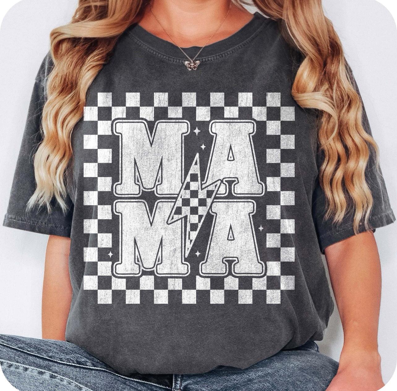 CHECKERED SQUARE MAMA (2 OPTIONS) - DTF TRANSFER