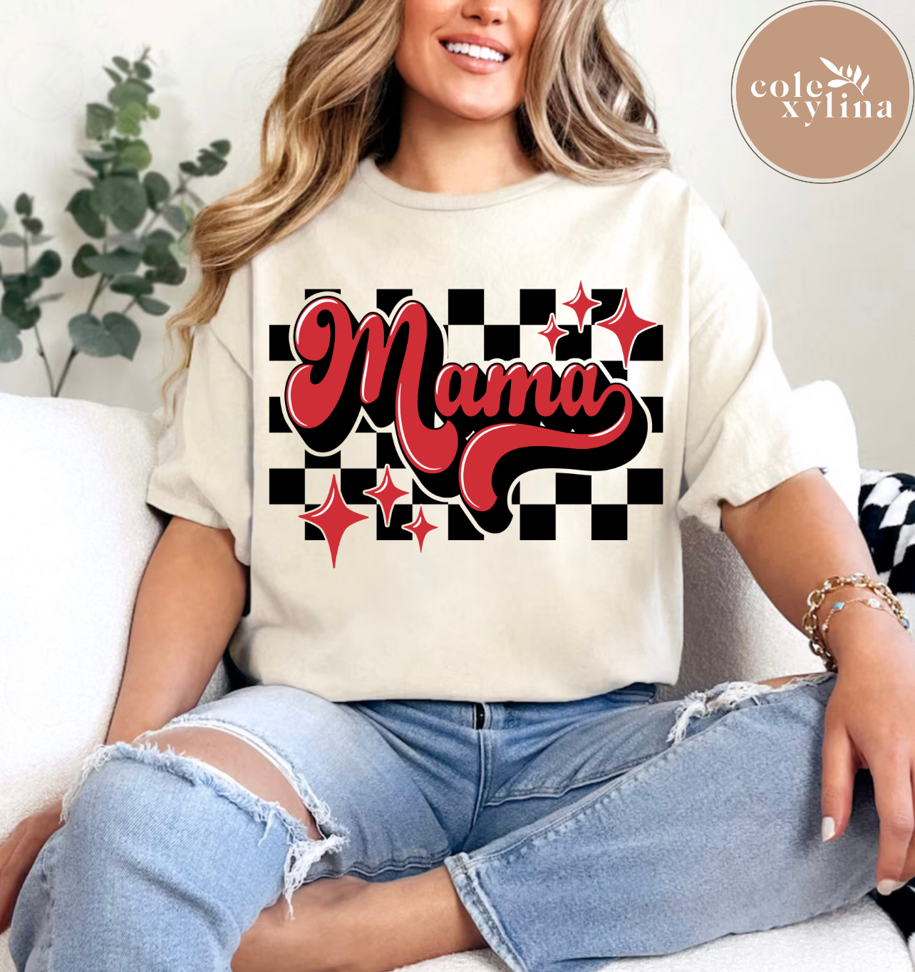 RETRO RED CHECKERED MAMA (2 OPTIONS) - DTF TRANSFER