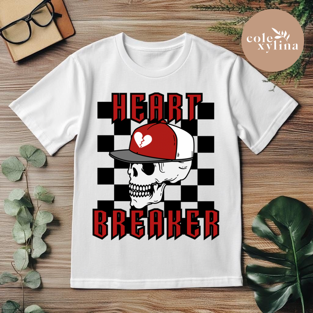 RED CHECKERED HEART BREAKER - DTF TRANSFER