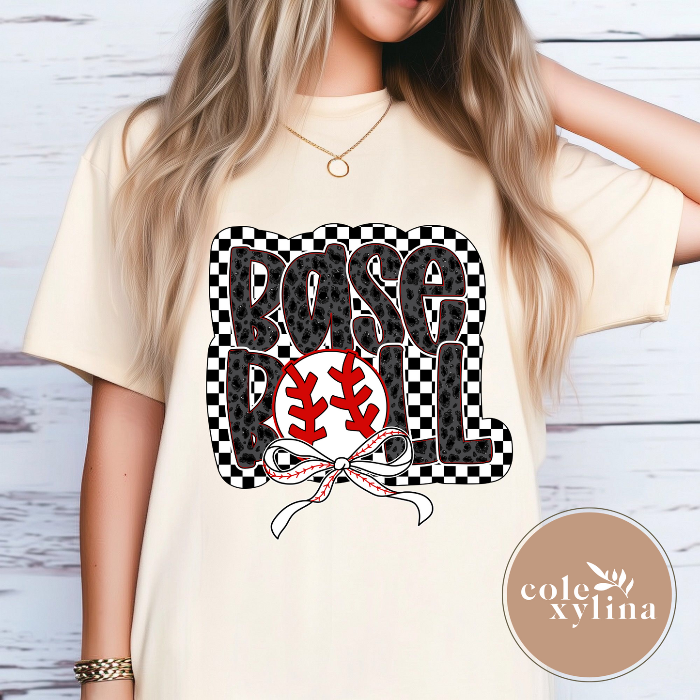 CHECKERED CHEETAH BASEBALL COQUETTE - DTF TRANSFER