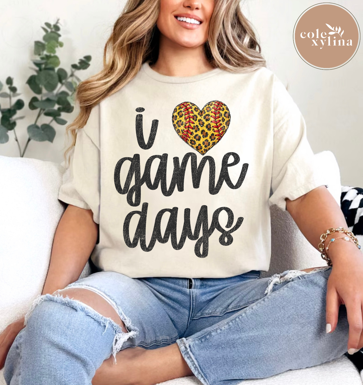 LEOPARD HEART I LOVE GAME DAYS SOFTBALL - DTF TRANSFER