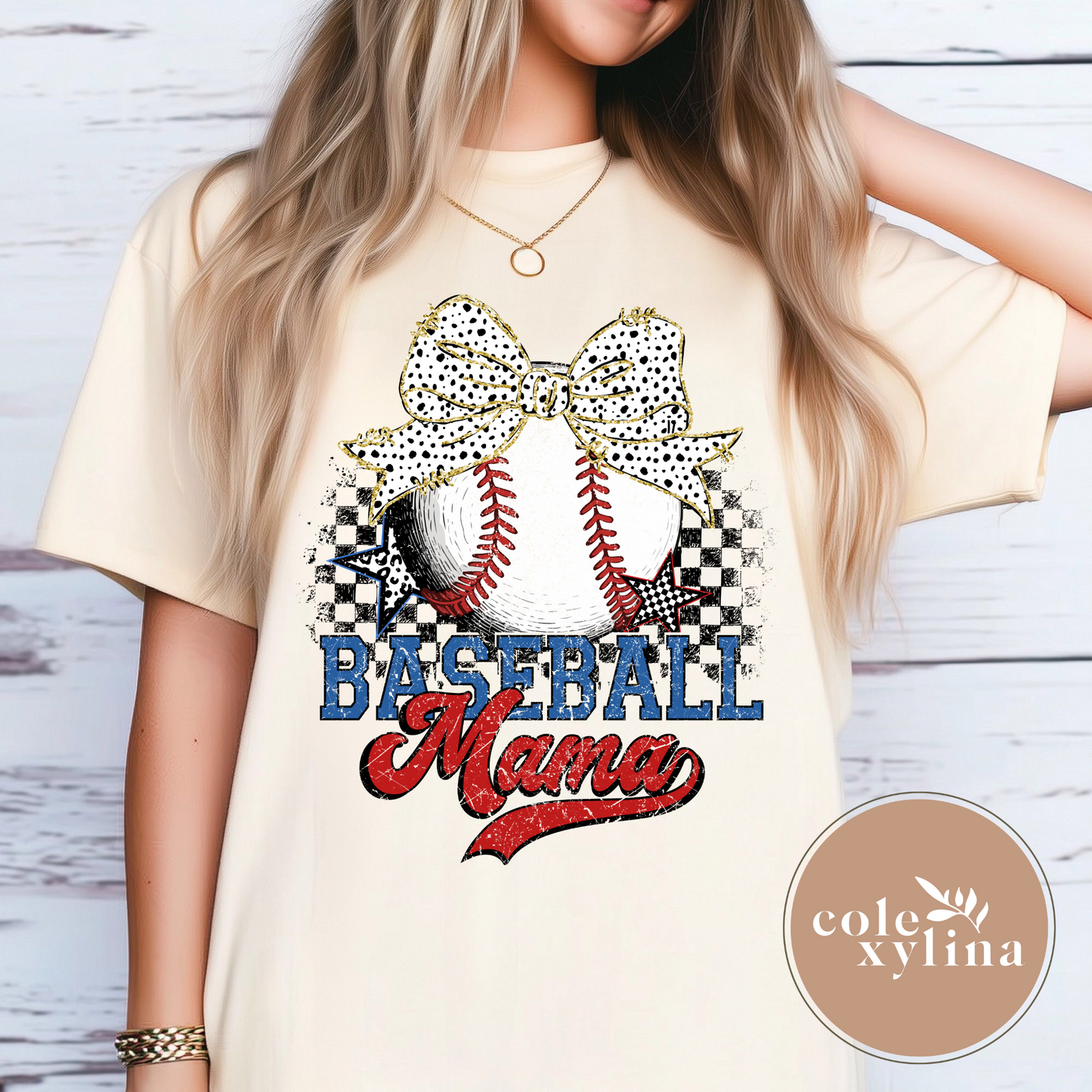 SPECKLED BOW BASEBALL MAMA - DTF TRANSFER