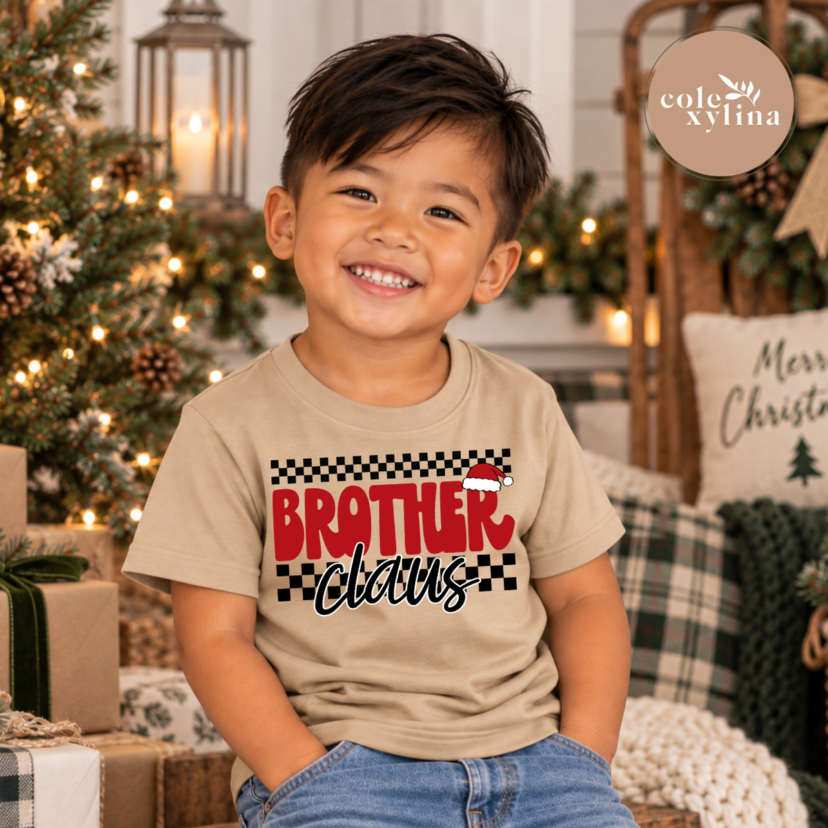 CHECKERED BROTHER CLAUS - DTF TRANSFER