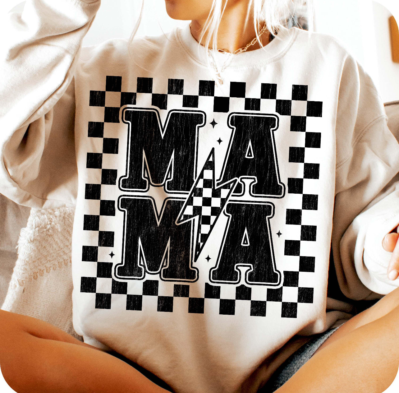 CHECKERED SQUARE MAMA (2 OPTIONS) - DTF TRANSFER