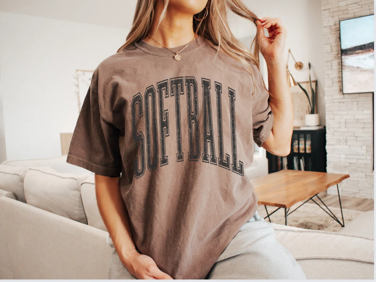 SOFTBALL GREY GRUNGE - DTF TRANSFER