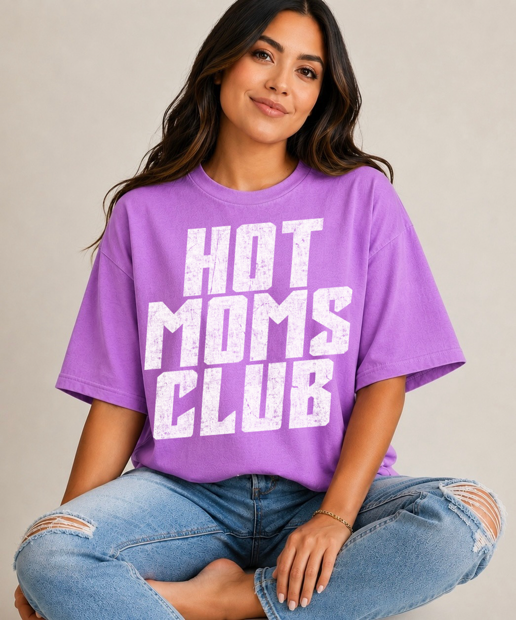 GRUNGE HOT MOMS CLUB WHITE - DTF TRANSFER