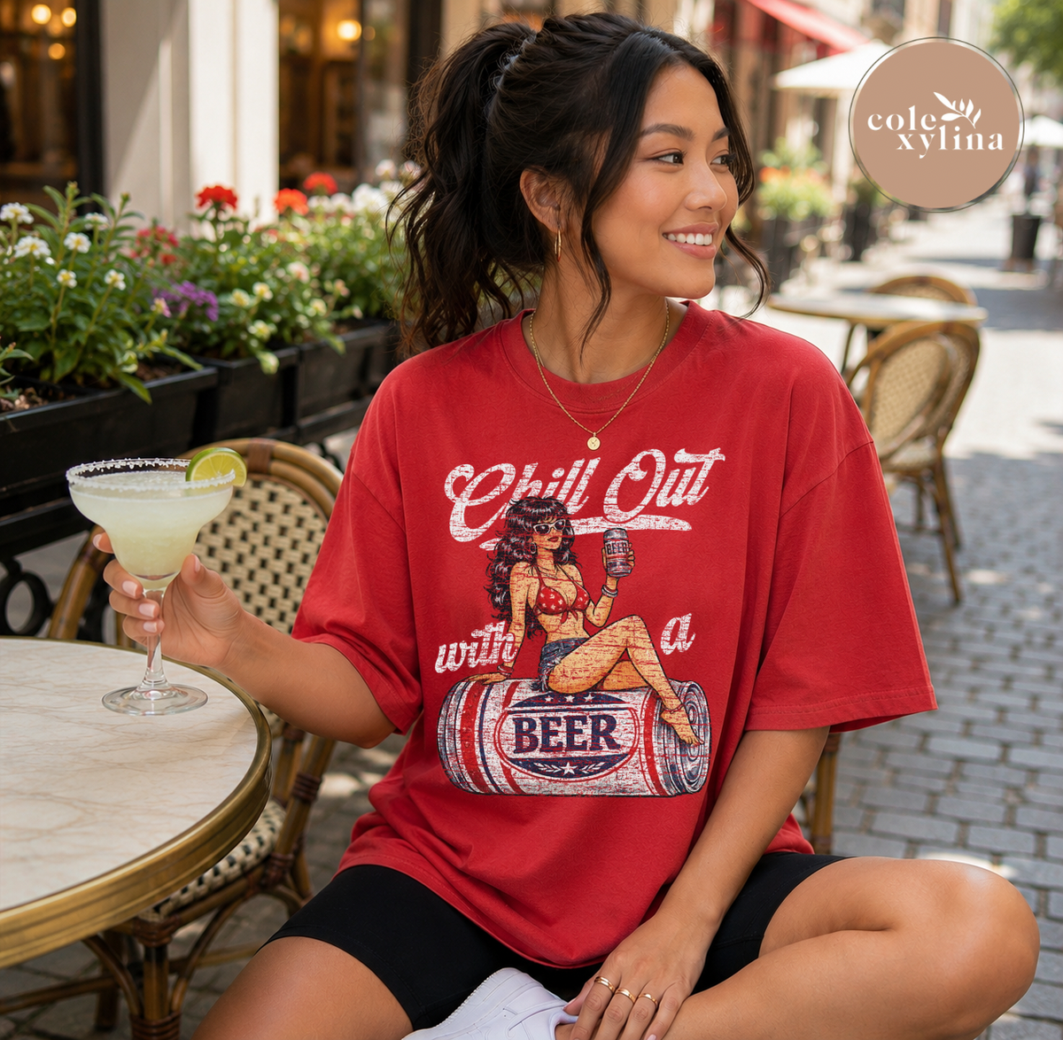 VINTAGE CHILL OUT WITH A BEER - DTF TRANSFER