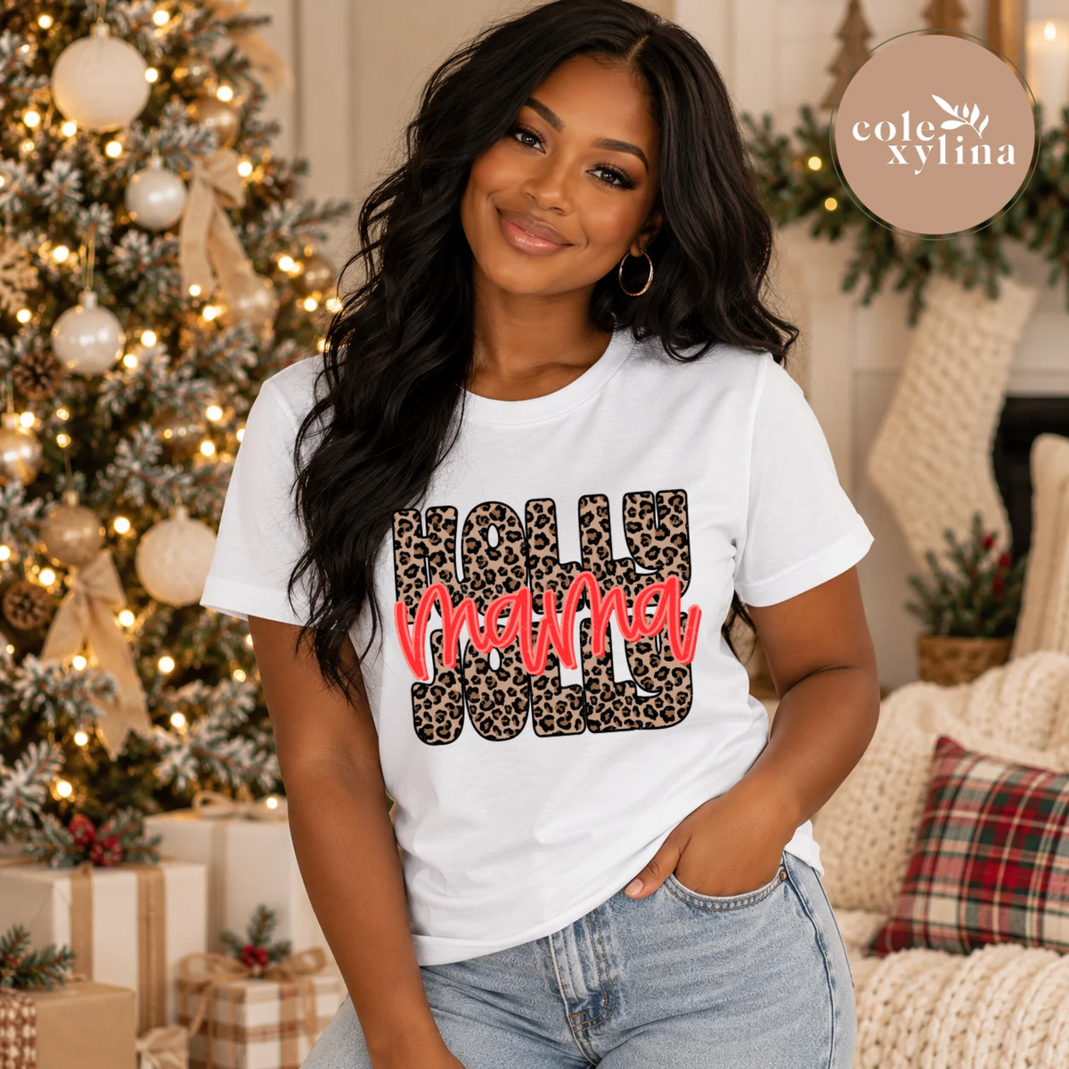 LEOPARD HOLLY JOLLY MAMA - DTF TRANSFER