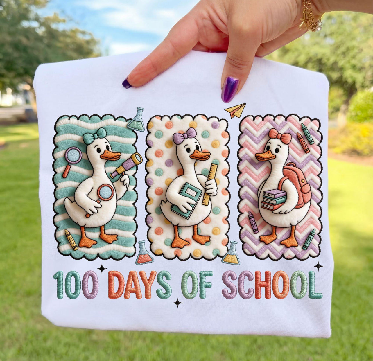 FAUX STITCH DUCK 100 DAYS OF SCHOOL - DTF TRANSFER