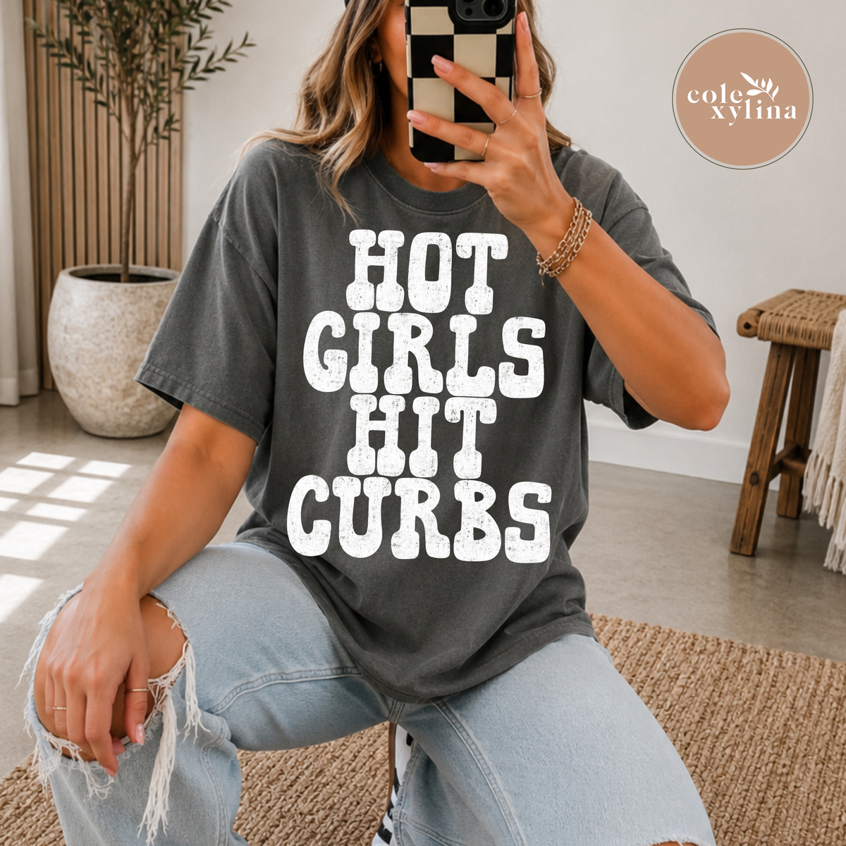 HOT GIRLS HIT CURBS WHITE - DTF TRANSFER