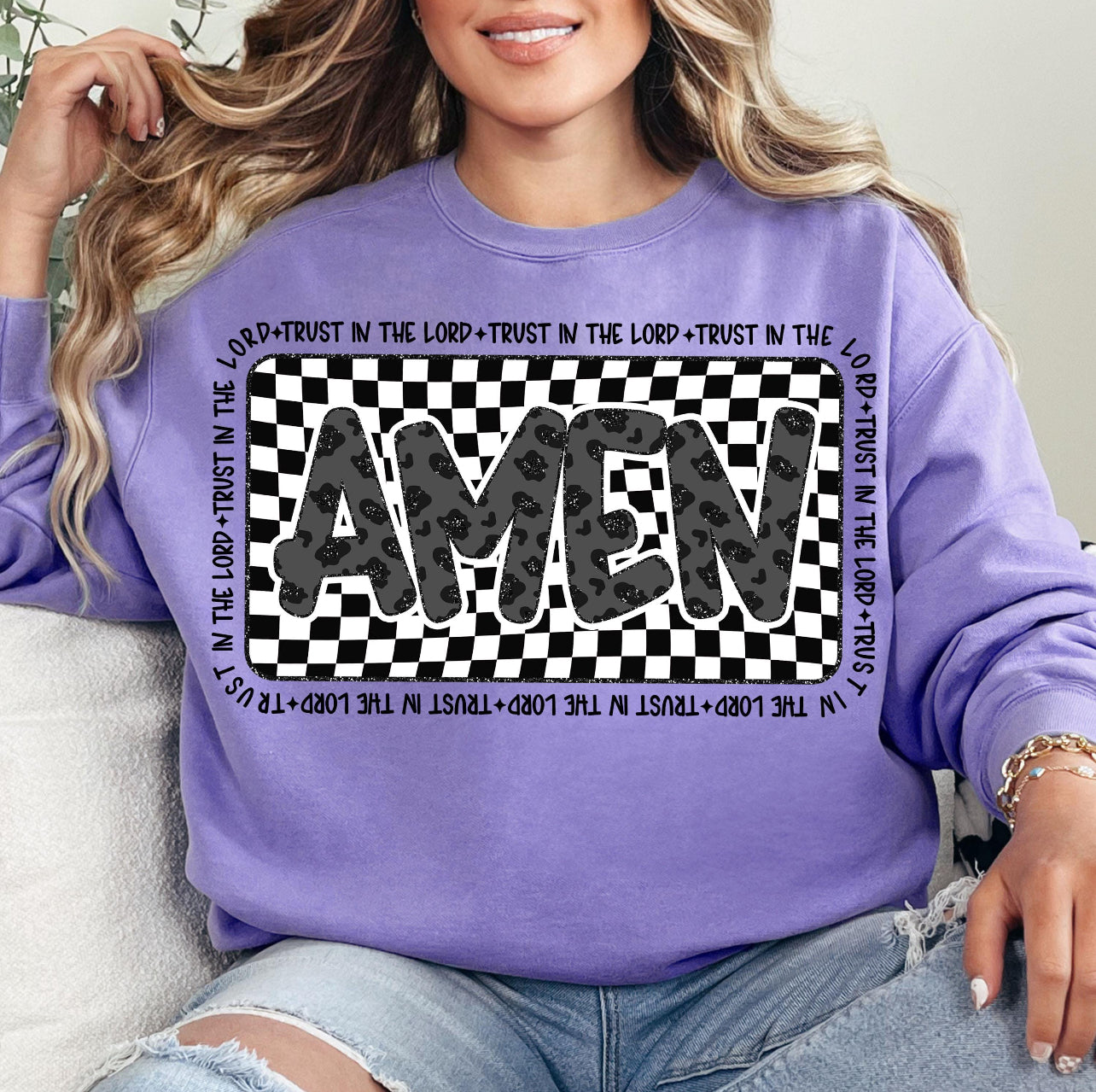 CHECKERED AMEN - DTF TRANSFER