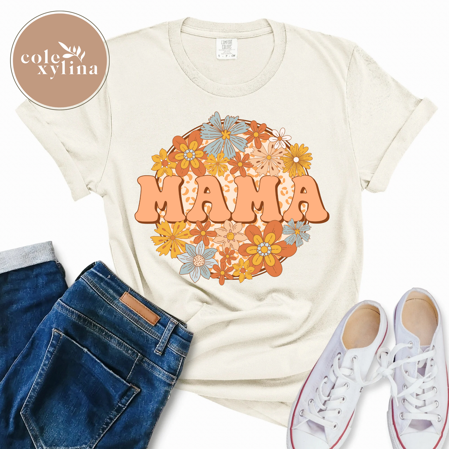 RETRO FLORAL GROOVY MAMA - DTF TRANSFER