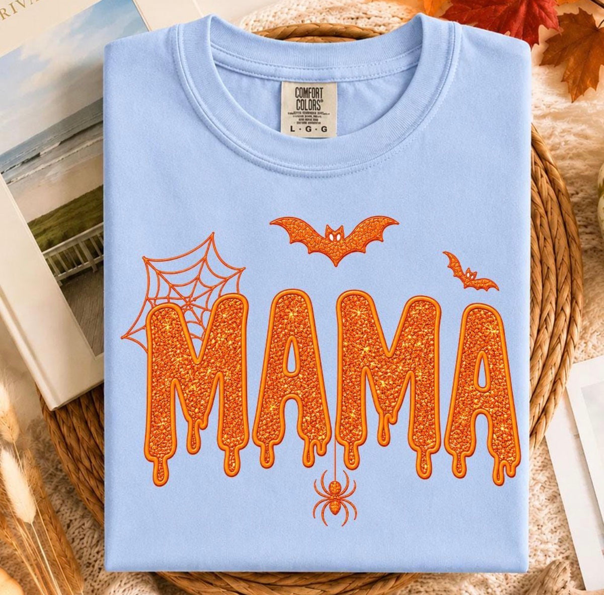 FAUX GLITTER ORANGE MAMA - DTF TRANSFER