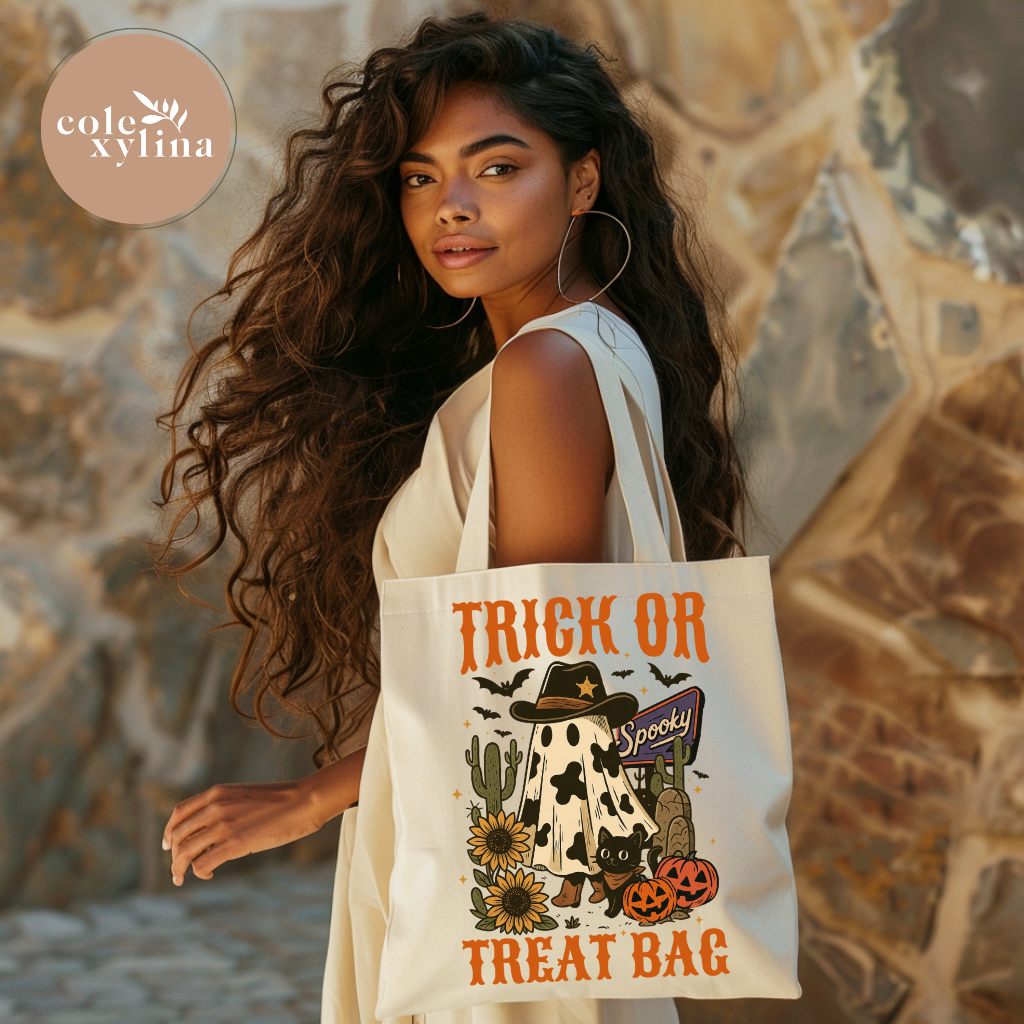 WESTERN TRICK OR TREAT BAG ORANGE - DTF TRANSFER