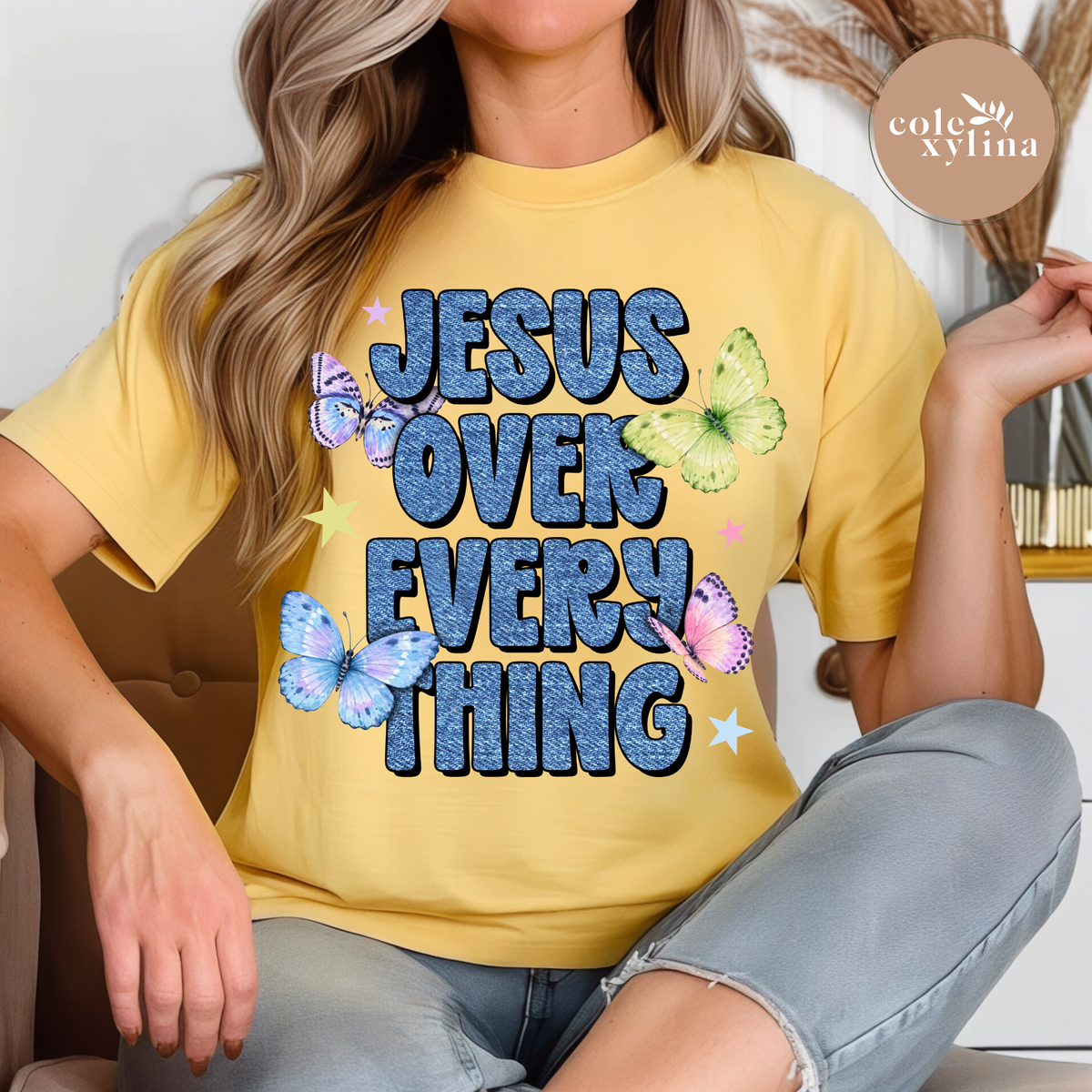 BUTTERFLIES JEAN JESUS OVER EVERYTHING - DTF TRANSFER
