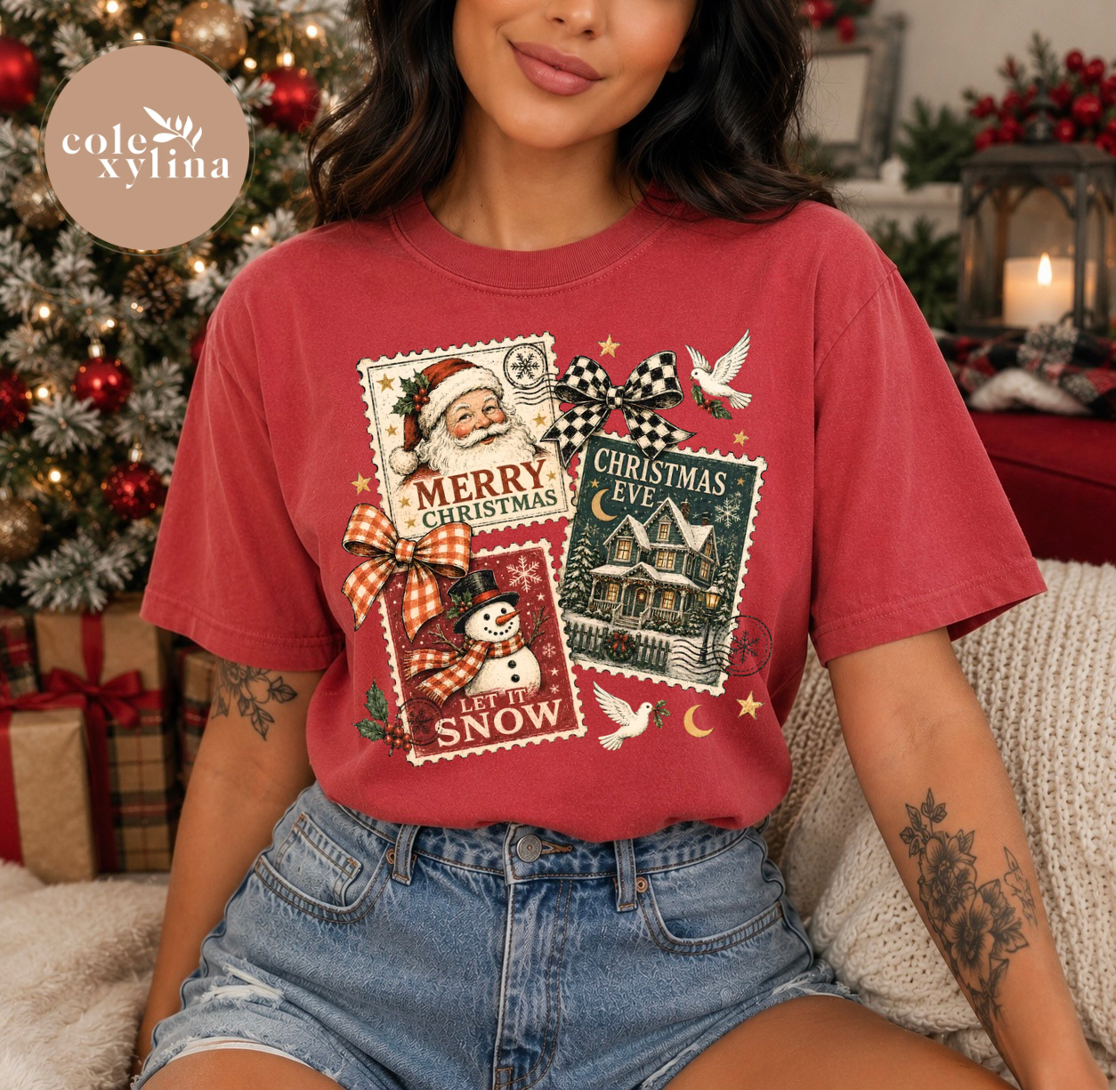 VINTAGE CHRISTMAS STAMP - DTF TRANSFER