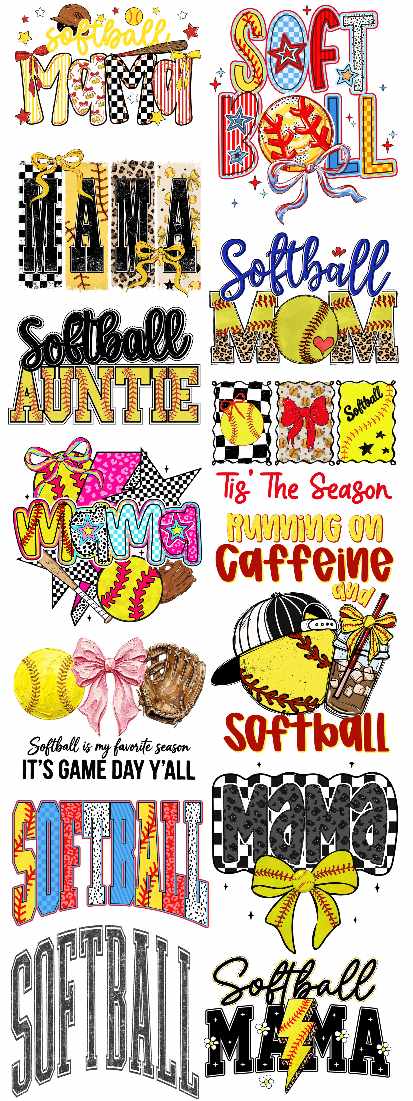 SWEET SOFTBALL GANG SHEET - READY TO PRESS