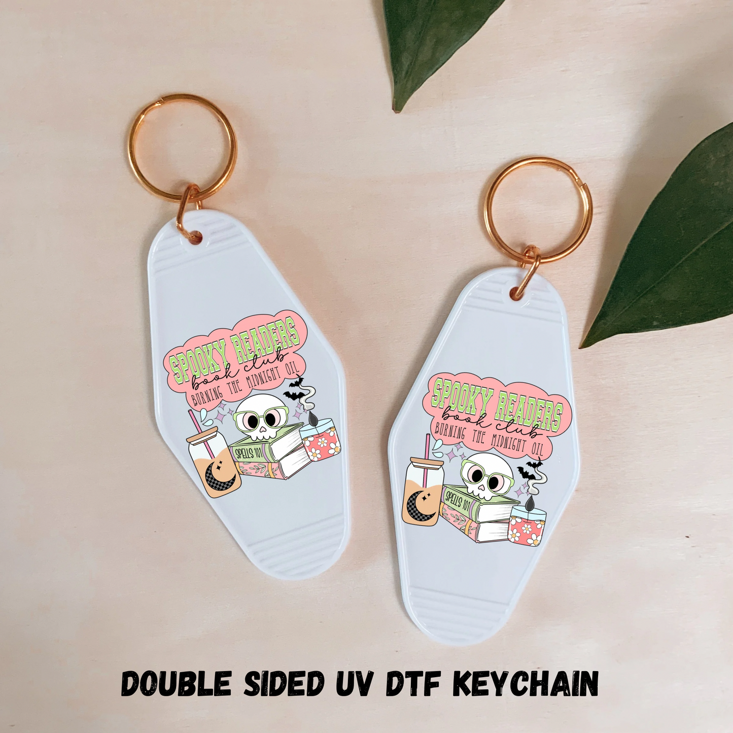 2PK SPOOKY READERS BOOK CLUB - UV DTF DOUBLE SIDED KEYCHAIN
