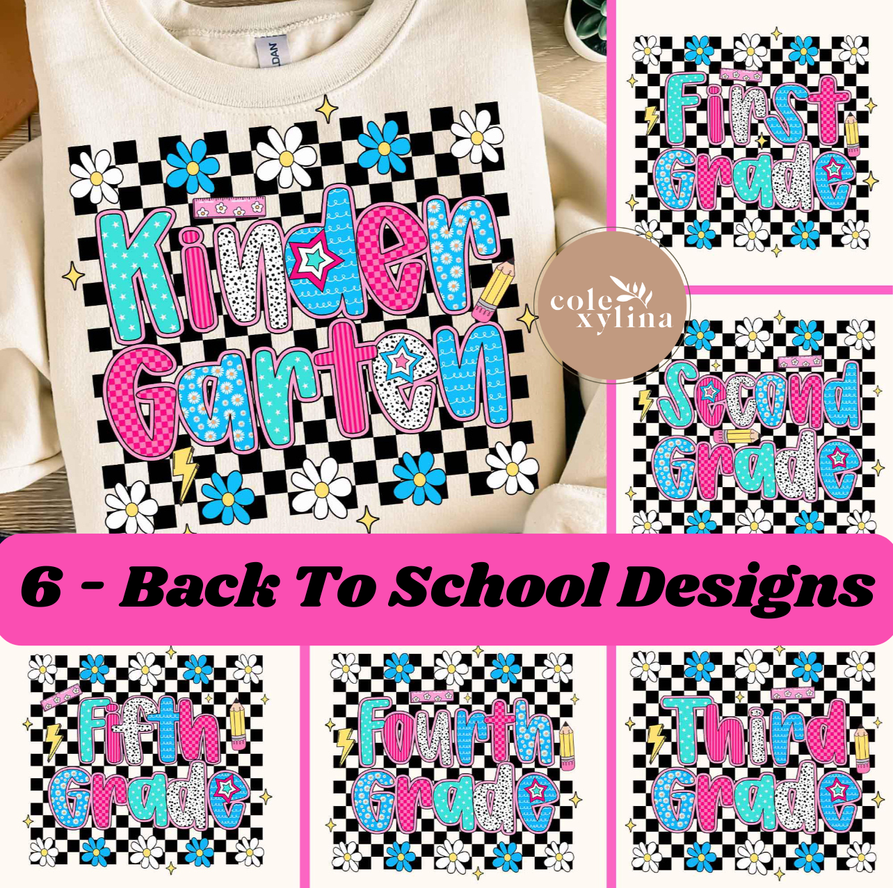 GIRLY CHECKERED BACK TO SCHOOL (6 OPTIONS) - DTF TRANSFER