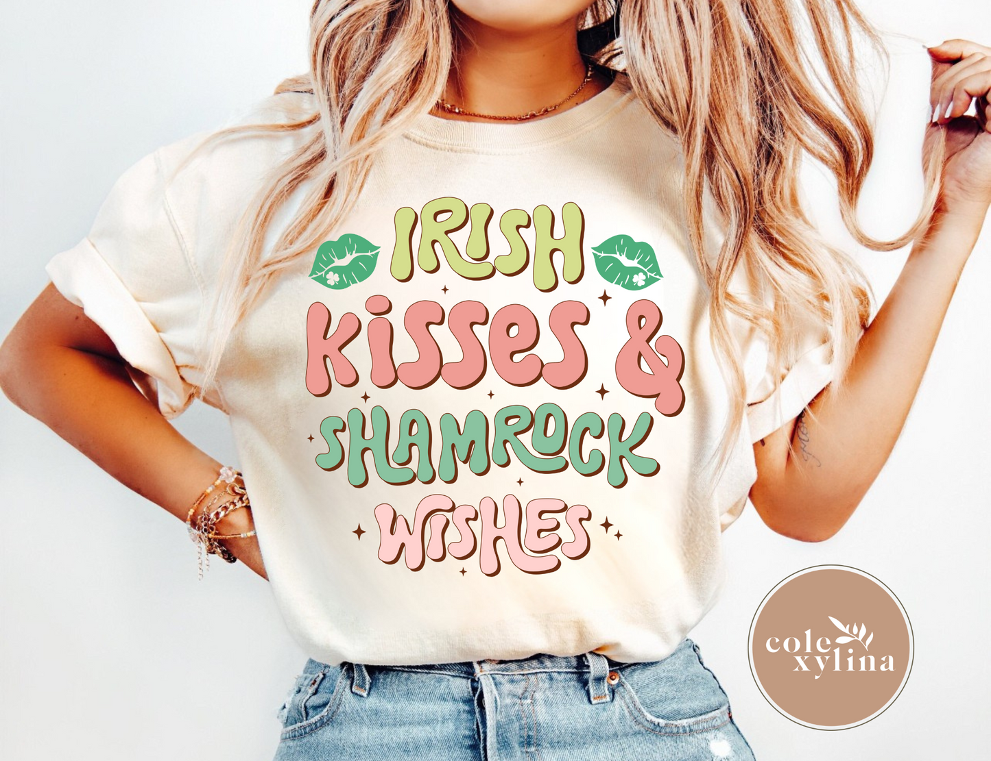IRISH KISSES AND SHAMROCK WISHES - DTF TRANSFER