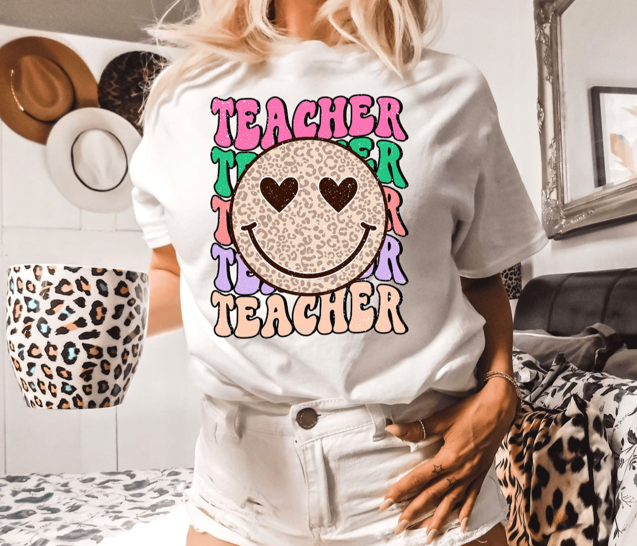 TEACHER SMILEY FACE - DTF TRANSFER