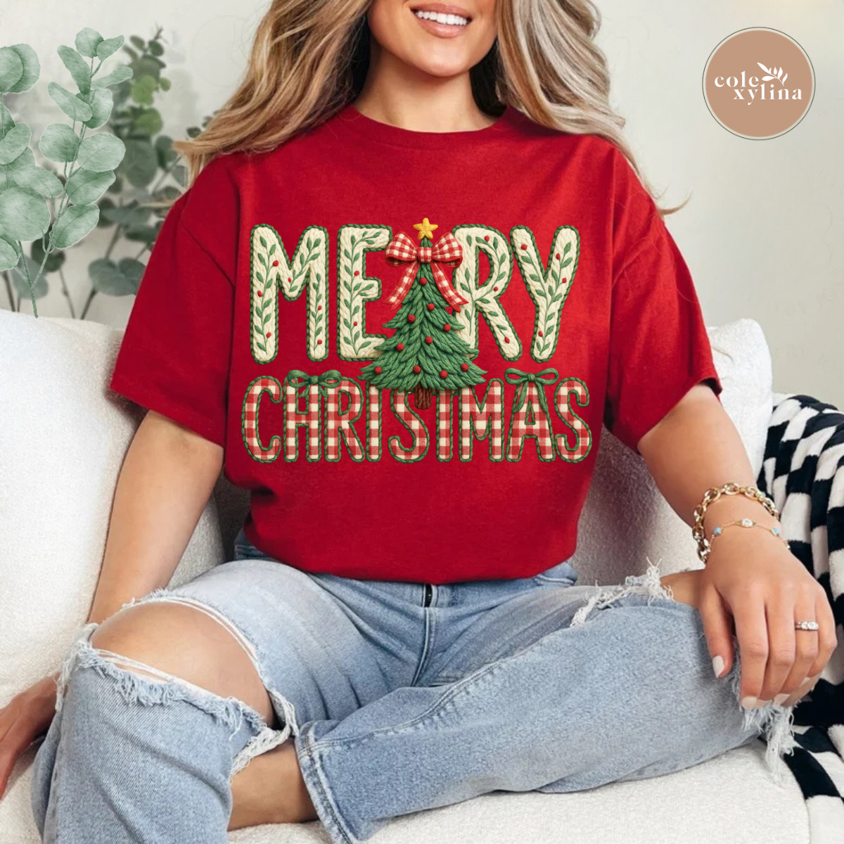 FAUX CROCHET MERRY CHRISTMAS - DTF TRANSFER