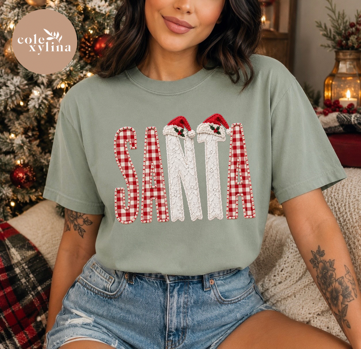 RED PLAID SANTA - DTF TRANSFER
