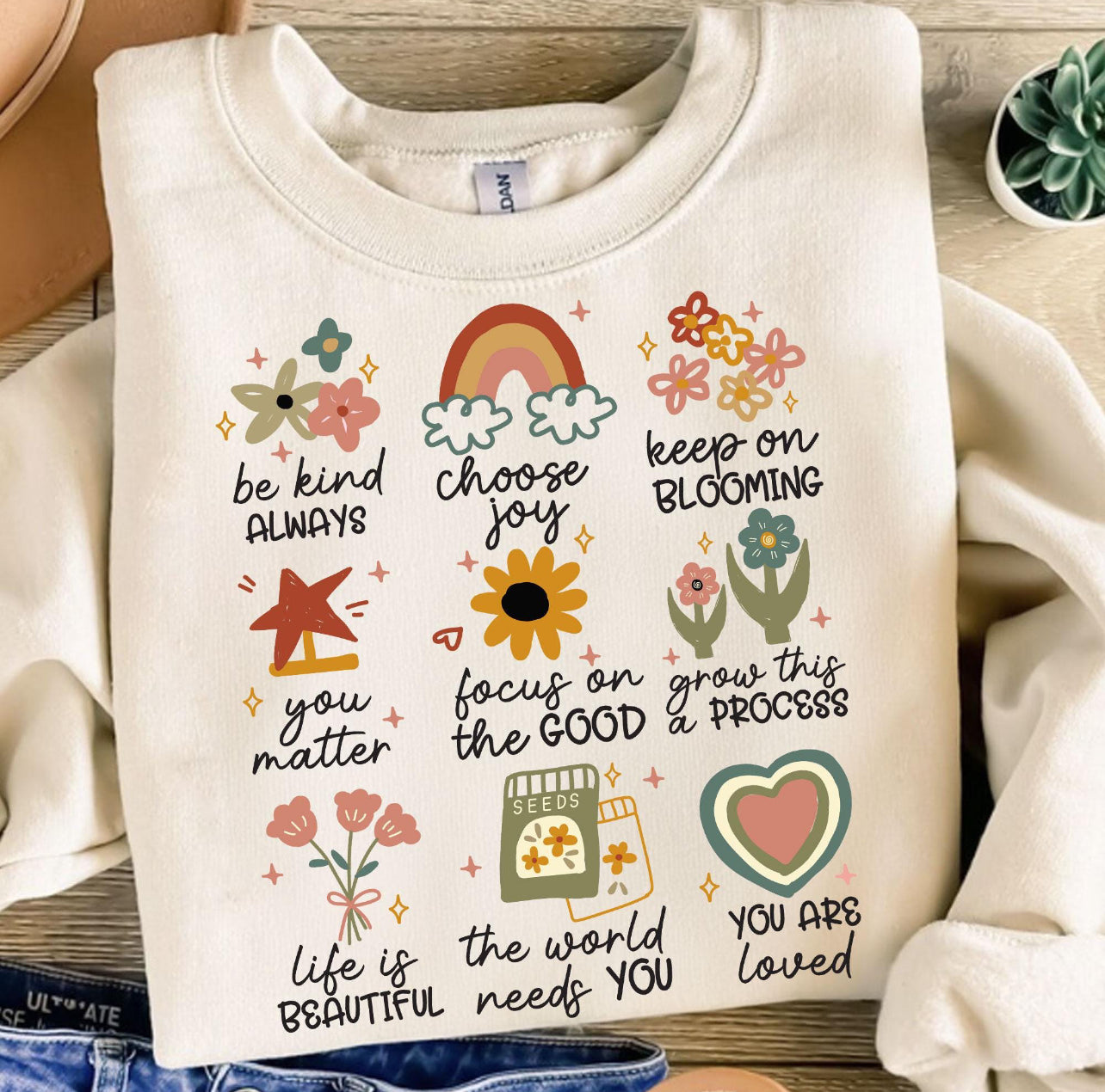 POSITIVE DOODLE AFFIRMATIONS - DTF TRANSFER