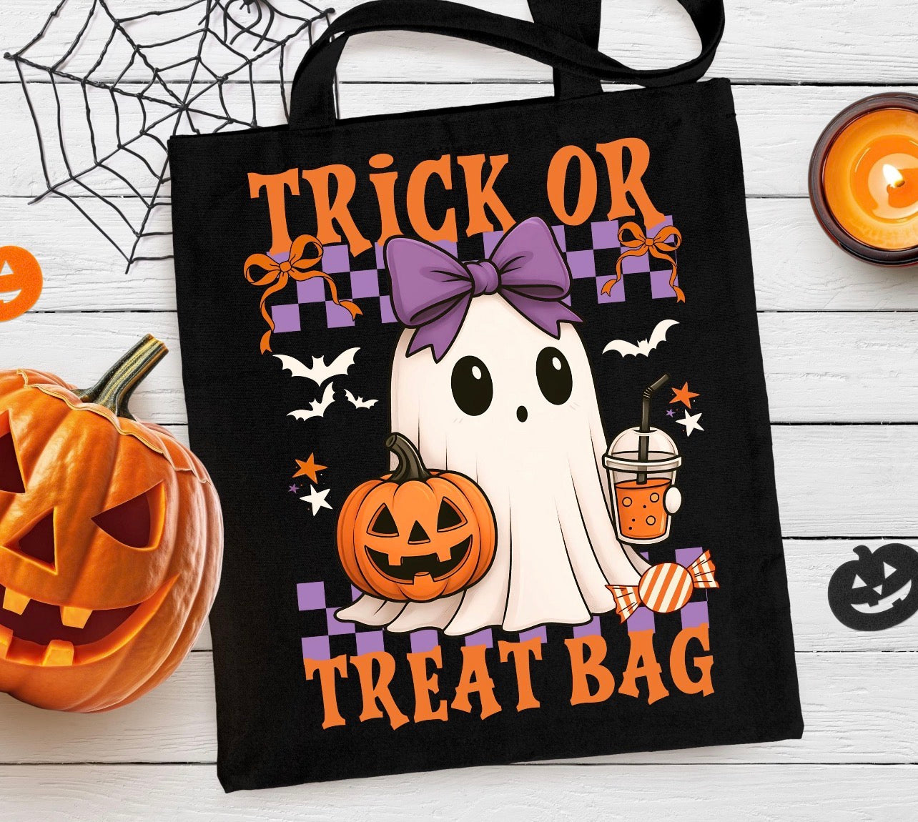 TRICK OR TREAT BAG ORANGE - DTF TRANSFER