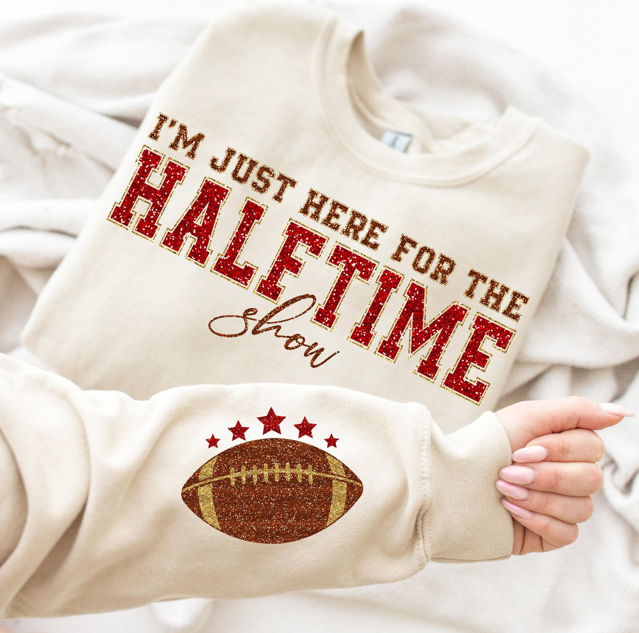 RED I’M JUST HERE FOR THE HALF TIME SHOW (2 PIECES)- DTF TRANSFER