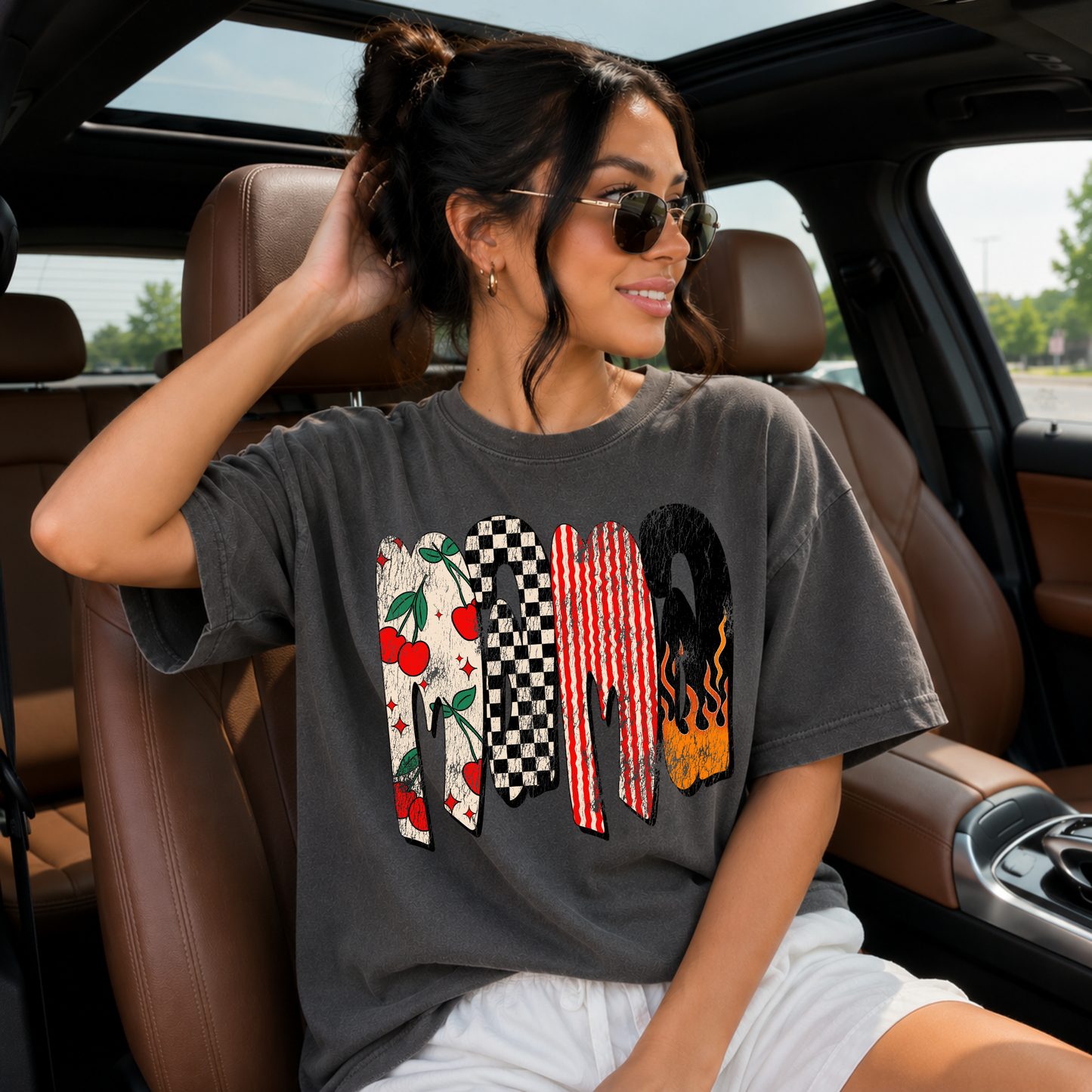 RETRO CHERRY FLAME MAMA GRUNGE - DTF TRANSFER