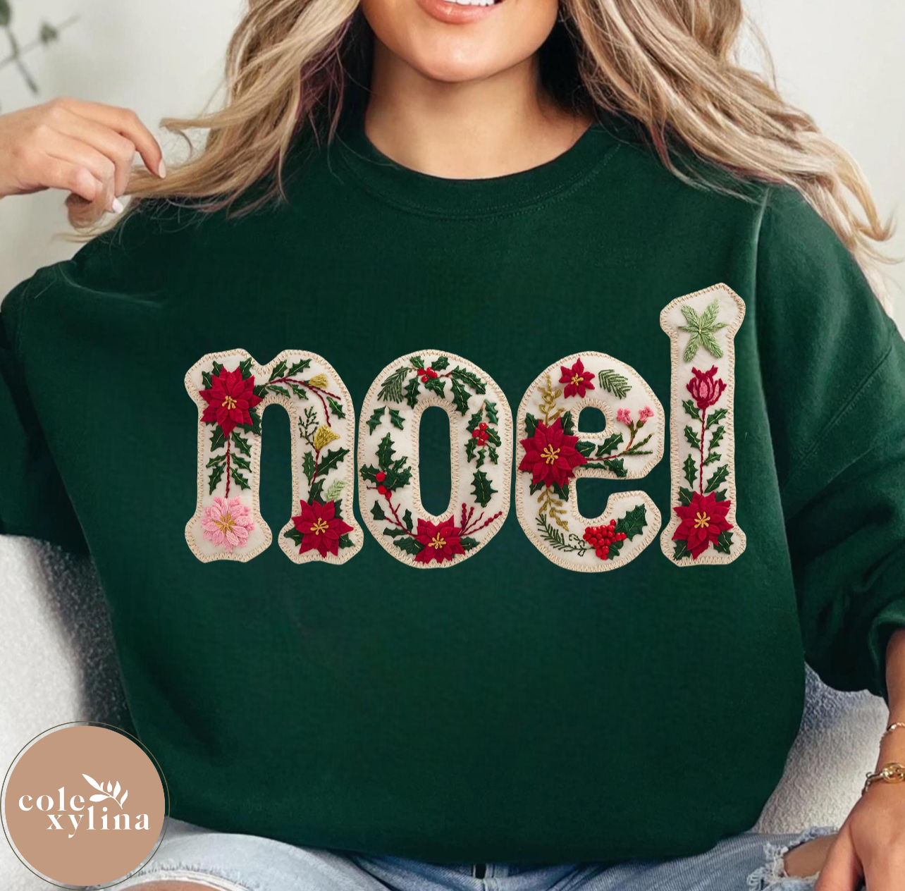 FAUX EMBROIDERY FESTIVE NOEL - DTF TRANSFER