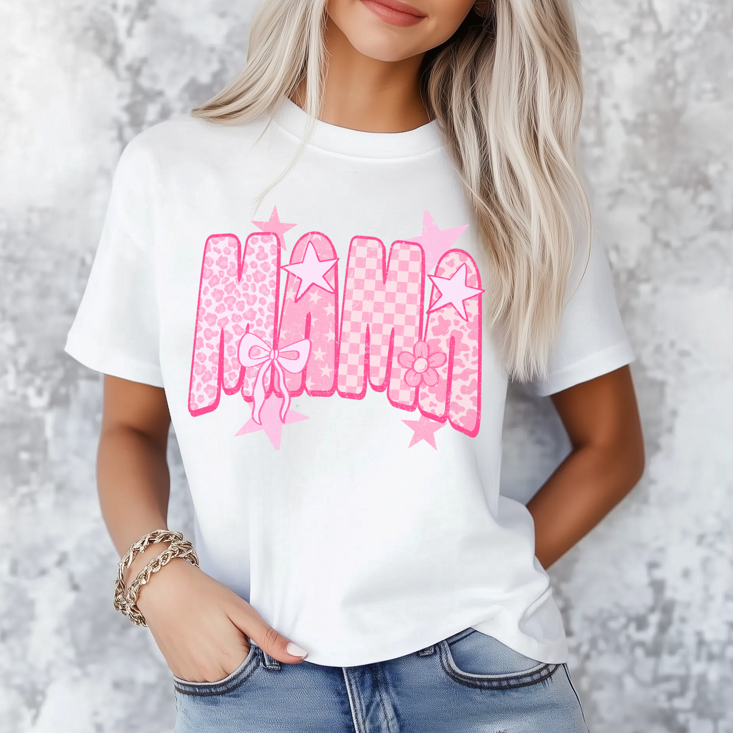 RETRO PINK STARS MAMA - DTF TRANSFER