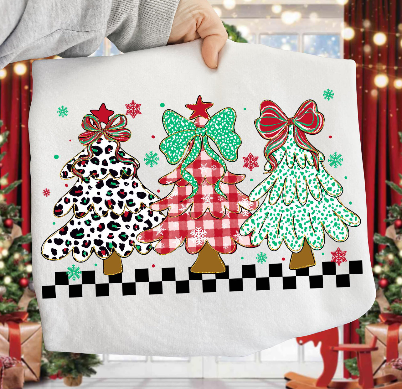 CHECKERED CHRISTMAS TREES - DTF TRANSFER