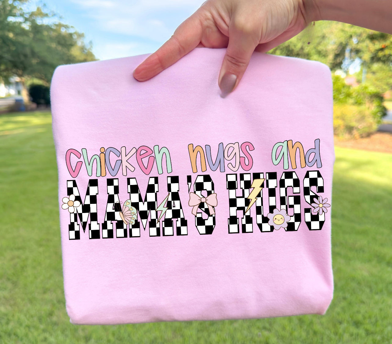 CHECKERED CHICKEN NUGS AND MAMA HUGS - DTF TRANSFER