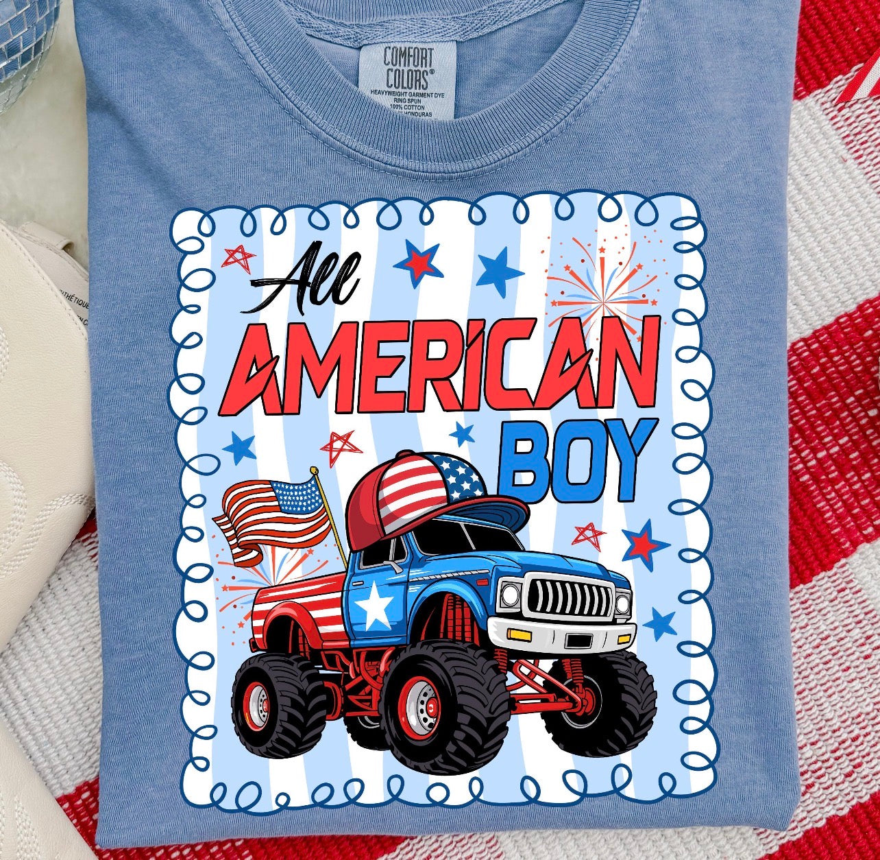 MONSTER TRUCK ALL AMERICAN BOY - DTF TRANSFER