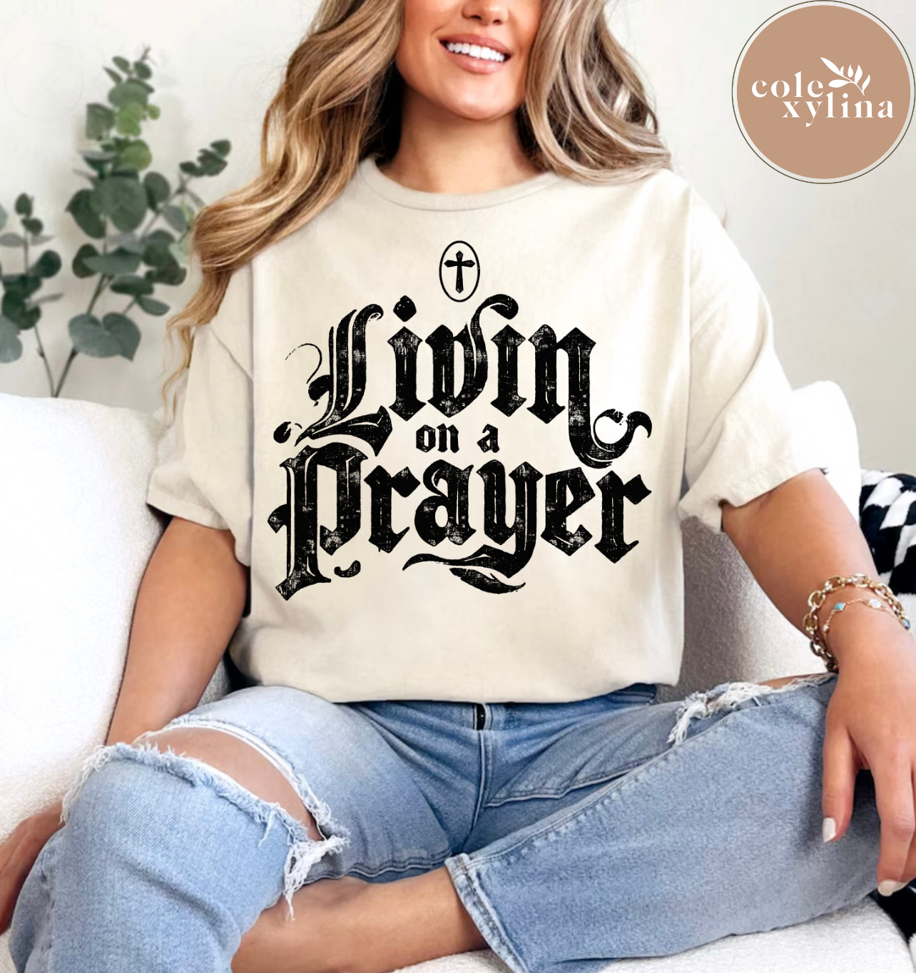 LIVIN ON A PRAYER BLACK (2 OPTIONS) - DTF TRANSFER