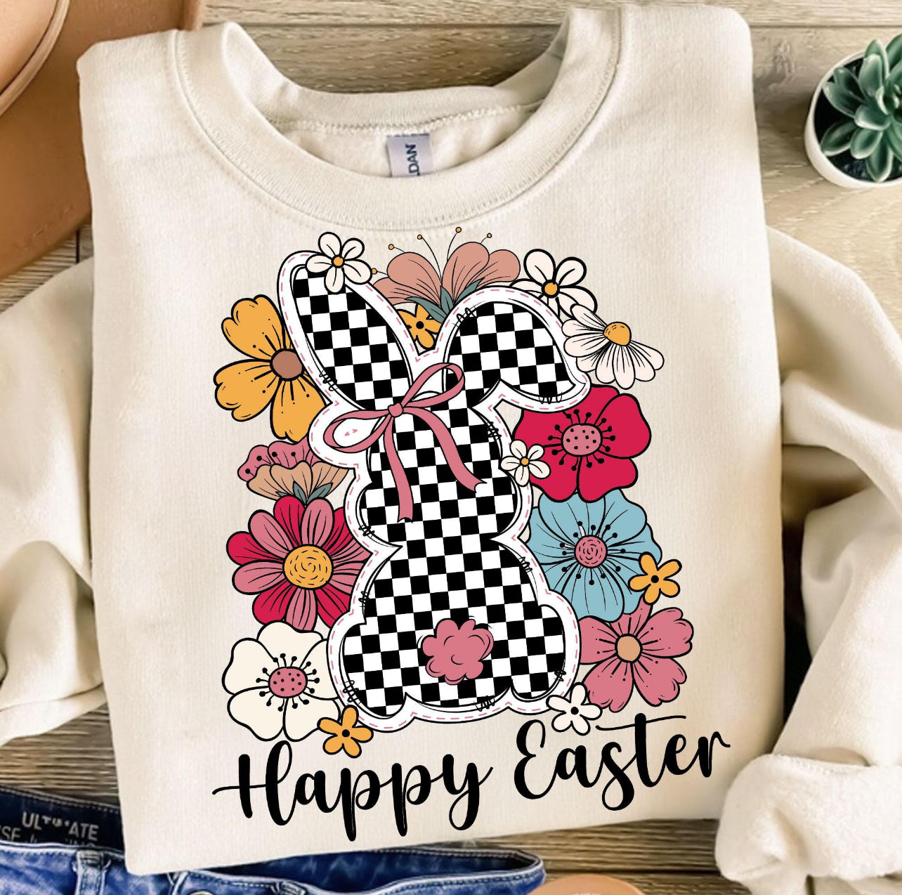 HAPPY EASTER SPRING BLOOM BUNNY - DTF TRANSFER