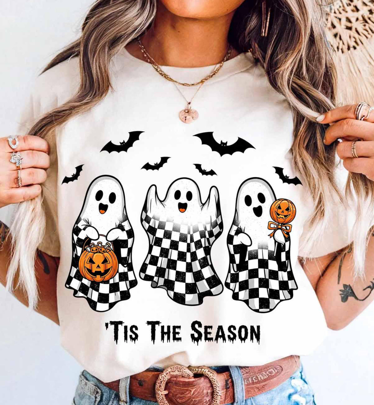 CHECKERED GHOST TIS THE SEASON - DTF TRANSFER