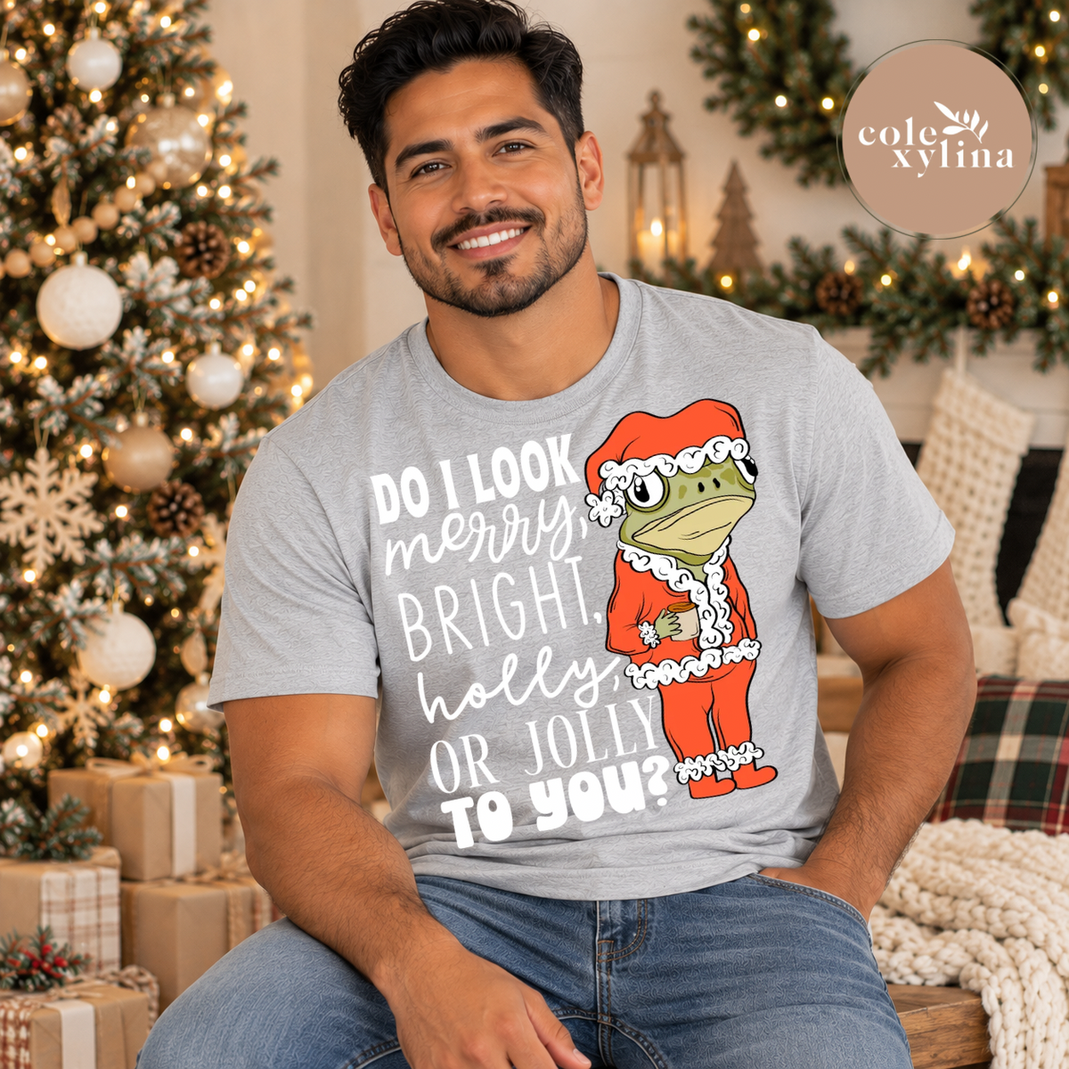 DO I LOOK MERRY, BRIGHT, HOLLY OR JOLLY TO YOU? WHITE SOLID - DTF TRANSFER