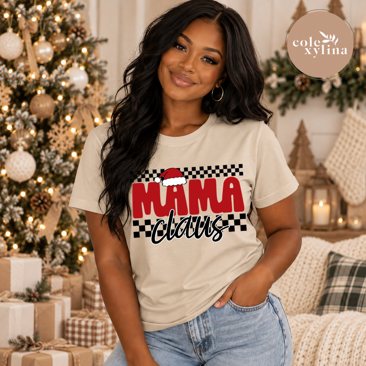 CHECKERED MAMA CLAUS - DTF TRANSFER