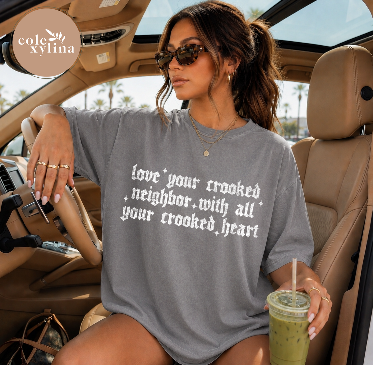 LOVE YOUR CROOKED NEIGHBOR WHITE - DTF TRANSFER